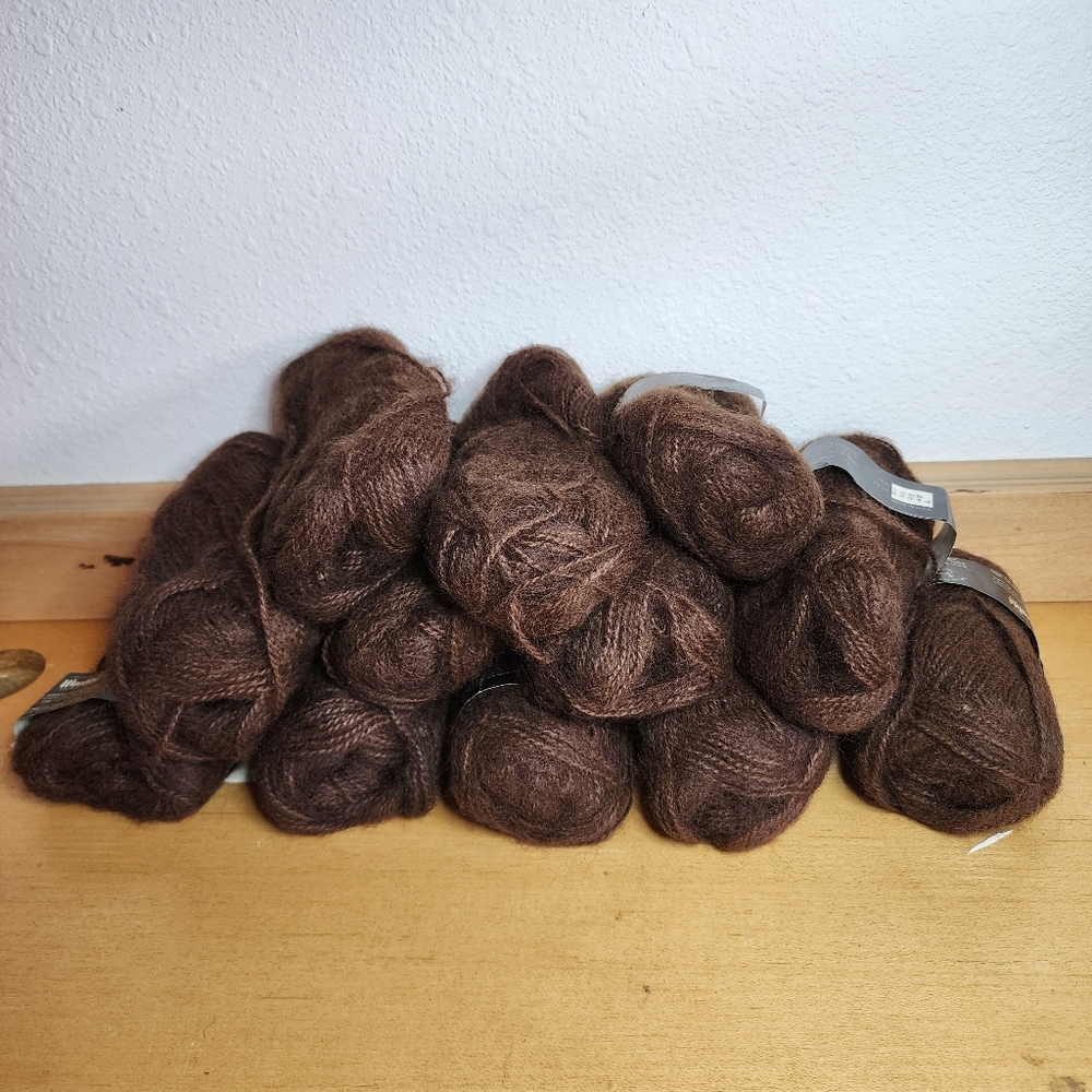 Vintage Mohair Blend Yarn Lot Brown 12 Skeins